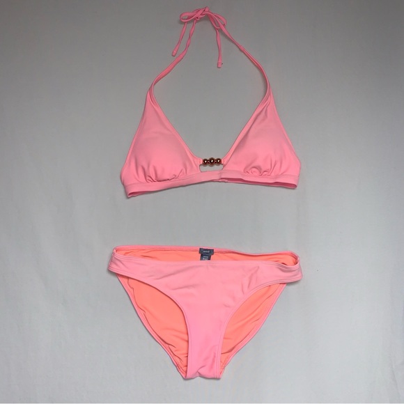🆕 Aerie Neon Pink Super Scoop String Bikini Women’s Small Beach Pool Swim Set - Picture 1 of 11